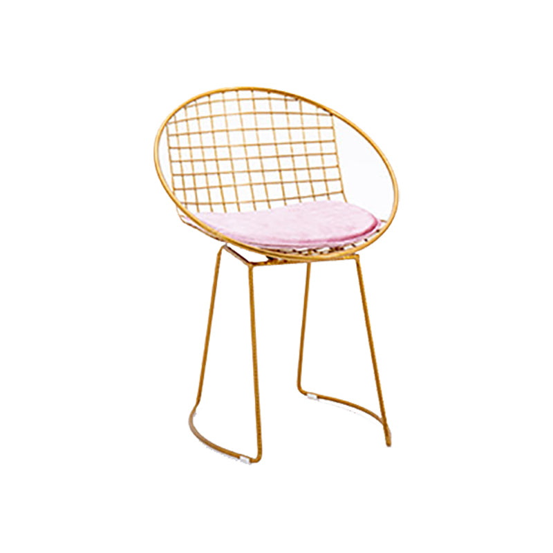 Metal Kitchen Dining Arm Chairs Glam Upholstered Dining Chairs Pink 1 Piece Brass Gold Clearhalo 'Dining Chairs' 'Dining Tables & Seating' 'dining_chair' 'furn' 'furn_dining_chair' 'Furniture' 'Kitchen & Dining Furniture' 6418433