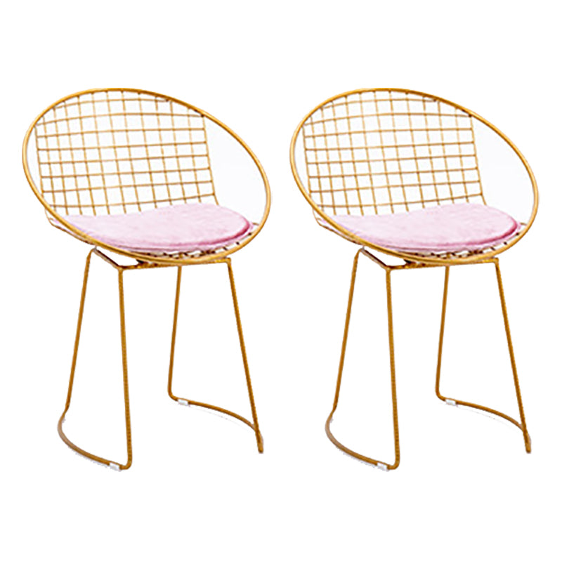 Metal Kitchen Dining Arm Chairs Glam Upholstered Dining Chairs Pink 2 Piece Set Brass Gold Clearhalo 'Dining Chairs' 'Dining Tables & Seating' 'dining_chair' 'furn' 'furn_dining_chair' 'Furniture' 'Kitchen & Dining Furniture' 6418434