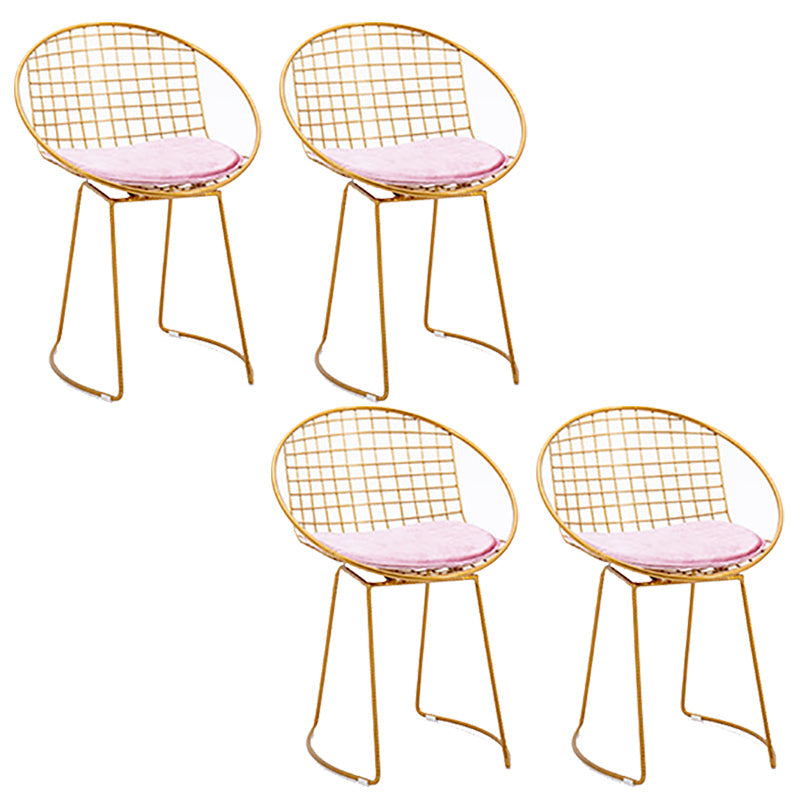Metal Kitchen Dining Arm Chairs Glam Upholstered Dining Chairs Pink 4 Piece Set Brass Gold Clearhalo 'Dining Chairs' 'Dining Tables & Seating' 'dining_chair' 'furn' 'furn_dining_chair' 'Furniture' 'Kitchen & Dining Furniture' 6418435