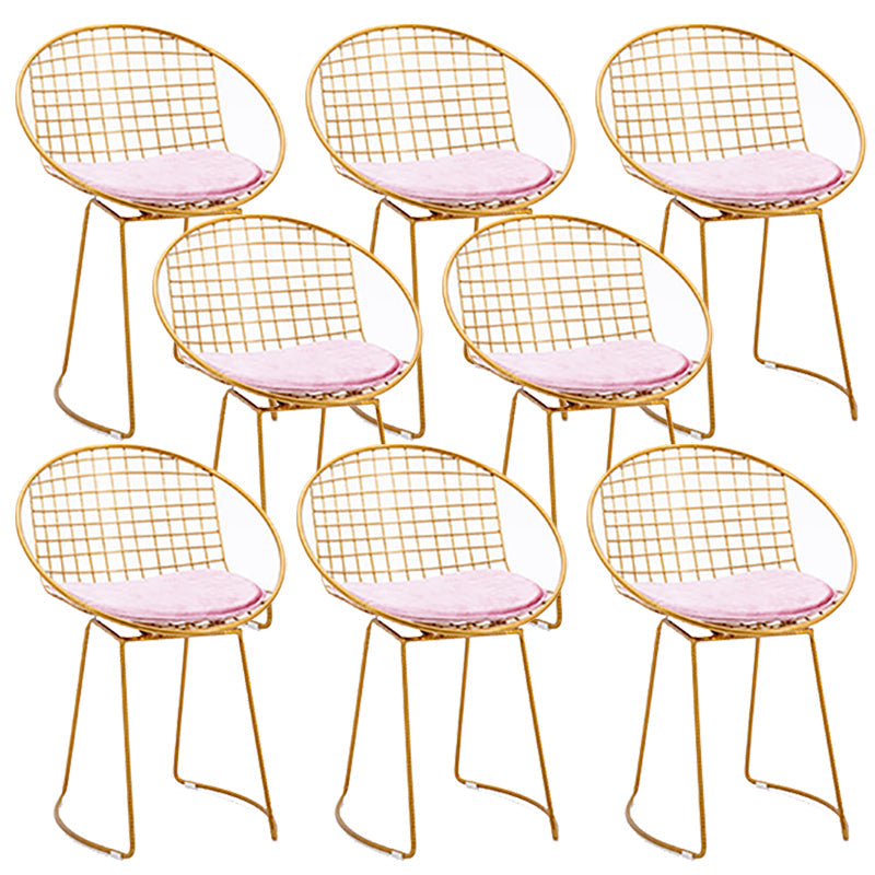 Metal Kitchen Dining Arm Chairs Glam Upholstered Dining Chairs Pink 8 Piece Set Brass Gold Clearhalo 'Dining Chairs' 'Dining Tables & Seating' 'dining_chair' 'furn' 'furn_dining_chair' 'Furniture' 'Kitchen & Dining Furniture' 6418437