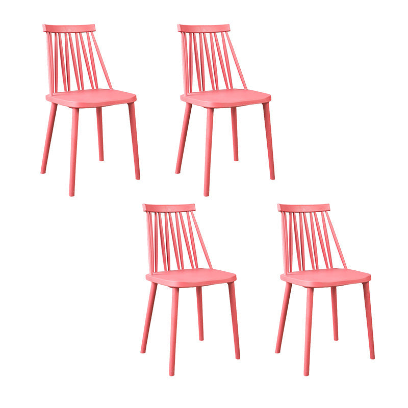Nordic Style Armless Side Chairs Slat Back Chair with Plastic Legs for Home Use