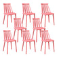 Nordic Style Armless Side Chairs Slat Back Chair with Plastic Legs for Home Use