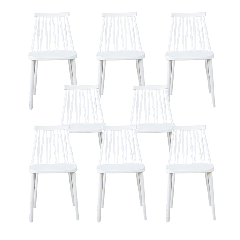 Nordic Style Armless Side Chairs Slat Back Chair with Plastic Legs for Home Use