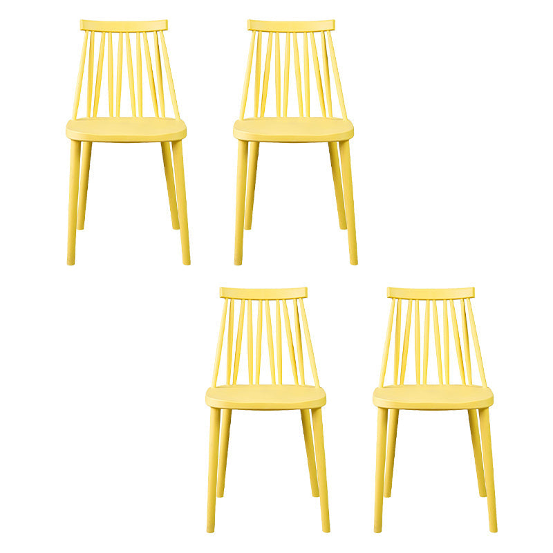 Nordic Style Armless Side Chairs Slat Back Chair with Plastic Legs for Home Use