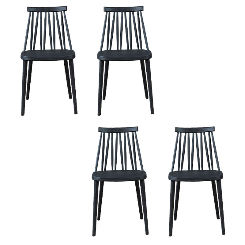 Nordic Style Armless Side Chairs Slat Back Chair with Plastic Legs for Home Use