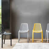 Nordic Armless Side Chairs Slat Back Chair with Plastic Legs for Home Use