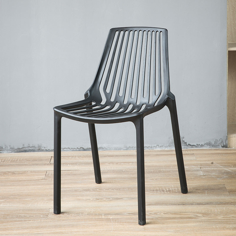 Nordic Armless Side Chairs Slat Back Chair with Plastic Legs for Home Use