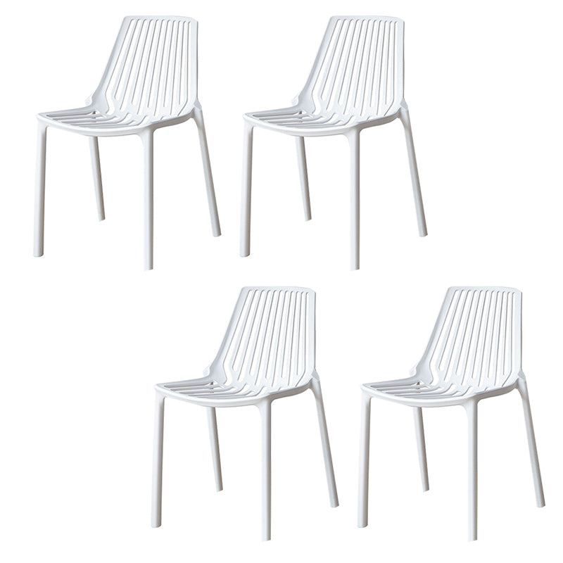 Nordic Armless Side Chairs Slat Back Chair with Plastic Legs for Home Use