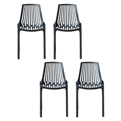 Nordic Armless Side Chairs Slat Back Chair with Plastic Legs for Home Use