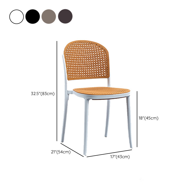 Nordic Style Armless Side Chairs Open Back Chair with Plastic Legs for Home Use