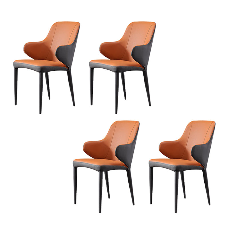 Sillas laterales de brazo de estilo moderno silla de cuero falso con patas de metal para uso en el hogar