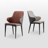 Sillas laterales de brazo de estilo moderno silla de cuero falso con patas de metal para uso en el hogar