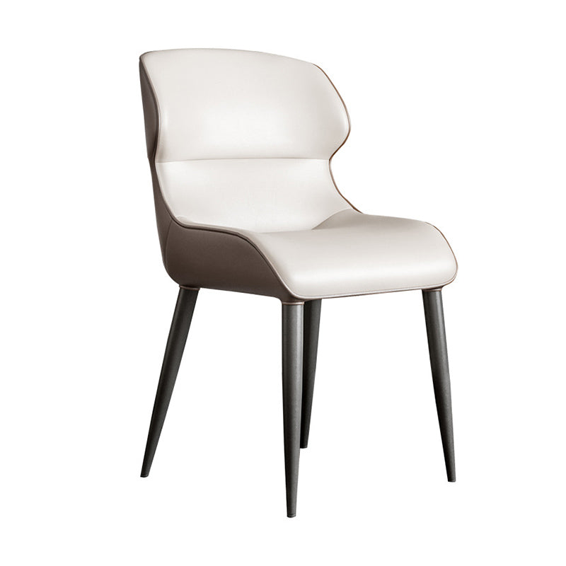 Sillas laterales de brazo de estilo moderno silla de cuero falso con patas de metal para la cocina