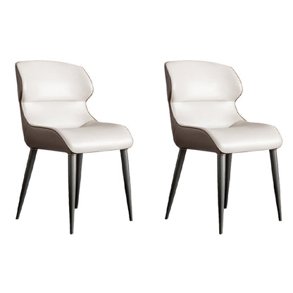 Sillas laterales de brazo de estilo moderno silla de cuero falso con patas de metal para la cocina
