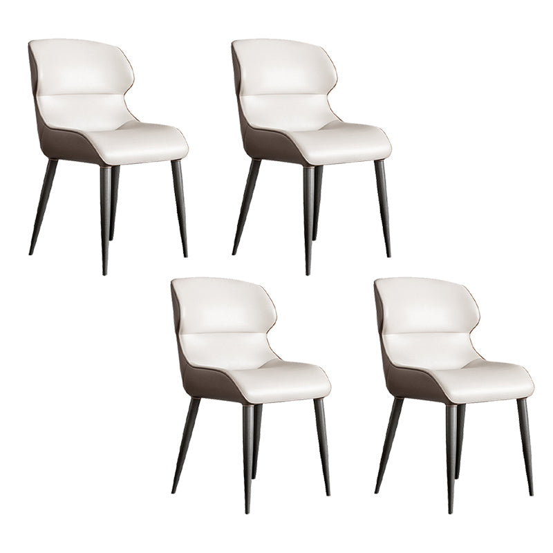 Sillas laterales de brazo de estilo moderno silla de cuero falso con patas de metal para la cocina