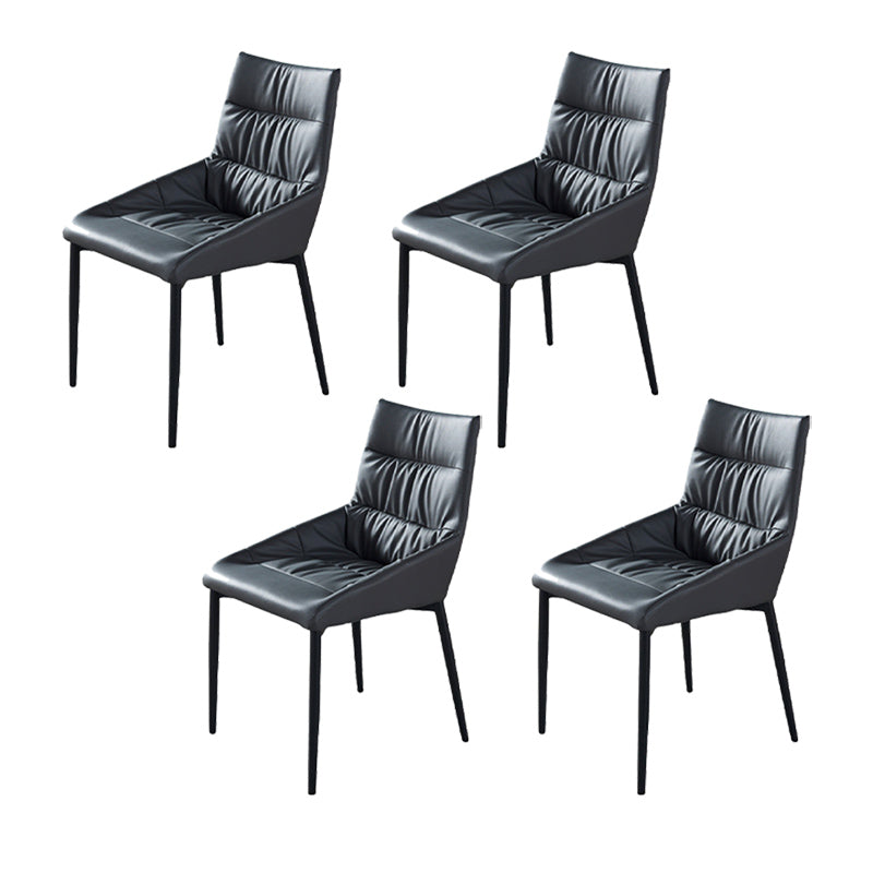 Modern Style Faux Leather Chair Armless Side Chairs with Metal Legs for Kitchen Black 4 Piece Set Clearhalo 'Dining Chairs' 'Dining Tables & Seating' 'dining_chair' 'furn' 'furn_dining_chair' 'Furniture' 'Kitchen & Dining Furniture' 6418702