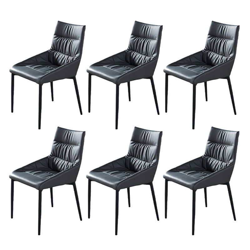 Modern Style Faux Leather Chair Armless Side Chairs with Metal Legs for Kitchen Black 6 Piece Set Clearhalo 'Dining Chairs' 'Dining Tables & Seating' 'dining_chair' 'furn' 'furn_dining_chair' 'Furniture' 'Kitchen & Dining Furniture' 6418704