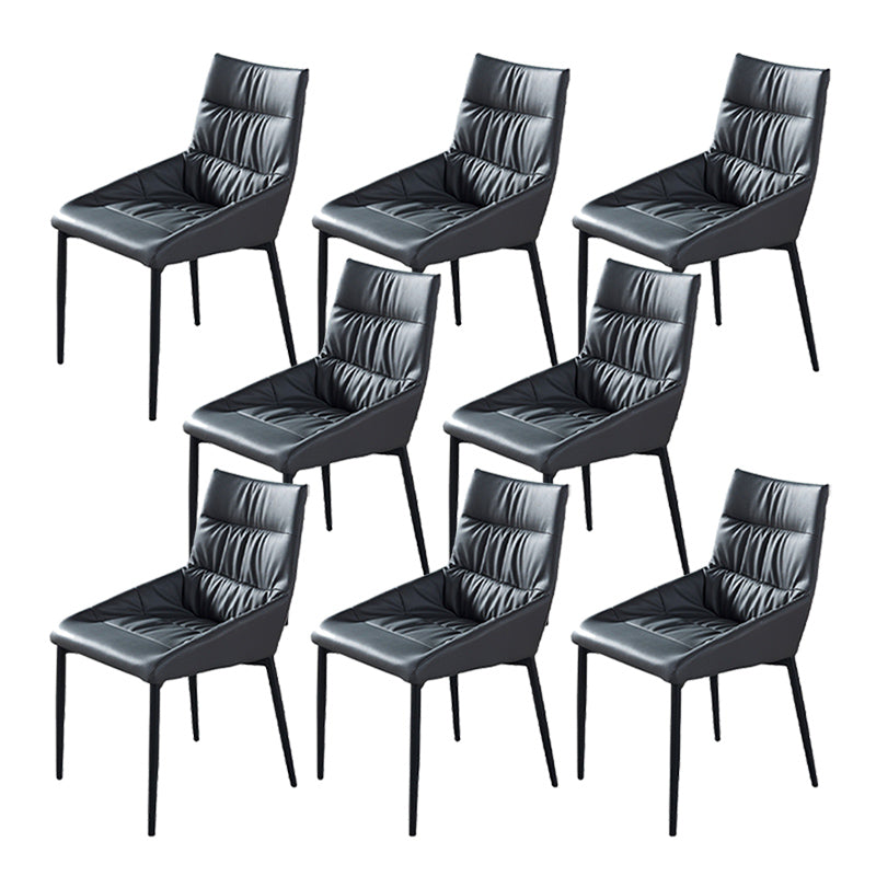 Modern Style Faux Leather Chair Armless Side Chairs with Metal Legs for Kitchen Black 8 Piece Set Clearhalo 'Dining Chairs' 'Dining Tables & Seating' 'dining_chair' 'furn' 'furn_dining_chair' 'Furniture' 'Kitchen & Dining Furniture' 6418707