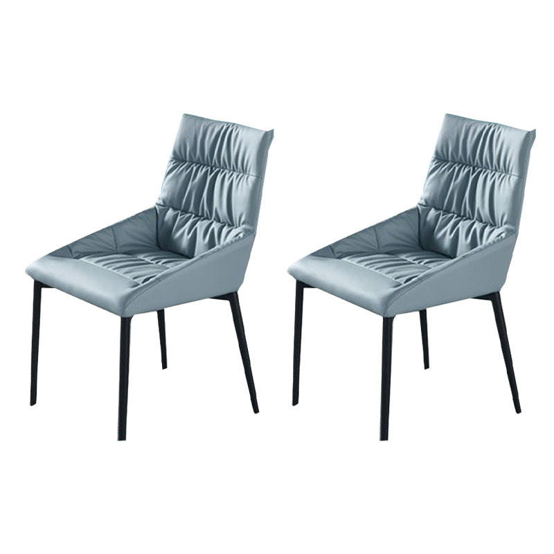 Modern Style Faux Leather Chair Armless Side Chairs with Metal Legs for Kitchen Blue 2 Piece Set Clearhalo 'Dining Chairs' 'Dining Tables & Seating' 'dining_chair' 'furn' 'furn_dining_chair' 'Furniture' 'Kitchen & Dining Furniture' 6418709