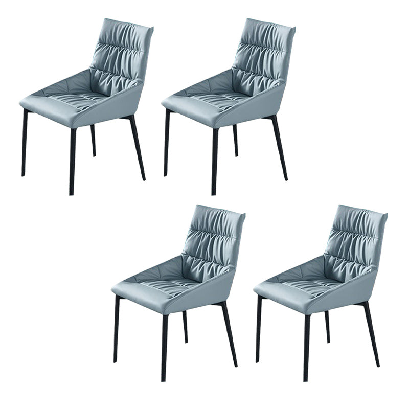 Modern Style Faux Leather Chair Armless Side Chairs with Metal Legs for Kitchen Blue 4 Piece Set Clearhalo 'Dining Chairs' 'Dining Tables & Seating' 'dining_chair' 'furn' 'furn_dining_chair' 'Furniture' 'Kitchen & Dining Furniture' 6418712