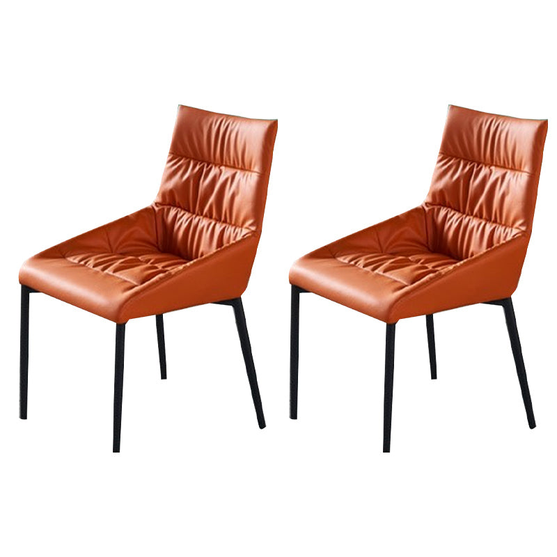 Modern Style Faux Leather Chair Armless Side Chairs with Metal Legs for Kitchen Orange 2 Piece Set Clearhalo 'Dining Chairs' 'Dining Tables & Seating' 'dining_chair' 'furn' 'furn_dining_chair' 'Furniture' 'Kitchen & Dining Furniture' 6418715