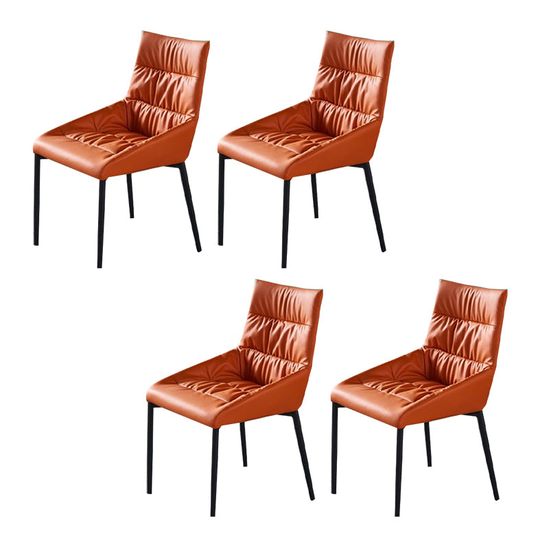 Modern Style Faux Leather Chair Armless Side Chairs with Metal Legs for Kitchen Orange 4 Piece Set Clearhalo 'Dining Chairs' 'Dining Tables & Seating' 'dining_chair' 'furn' 'furn_dining_chair' 'Furniture' 'Kitchen & Dining Furniture' 6418716