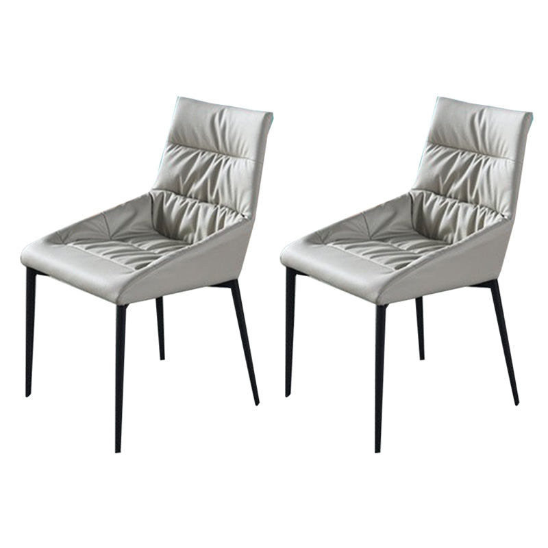 Modern Style Faux Leather Chair Armless Side Chairs with Metal Legs for Kitchen Grey 2 Piece Set Clearhalo 'Dining Chairs' 'Dining Tables & Seating' 'dining_chair' 'furn' 'furn_dining_chair' 'Furniture' 'Kitchen & Dining Furniture' 6418719