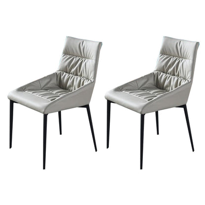 Modern Style Faux Leather Chair Armless Side Chairs with Metal Legs for Kitchen Grey 2 Piece Set Clearhalo 'Dining Chairs' 'Dining Tables & Seating' 'dining_chair' 'furn' 'furn_dining_chair' 'Furniture' 'Kitchen & Dining Furniture' 6418719