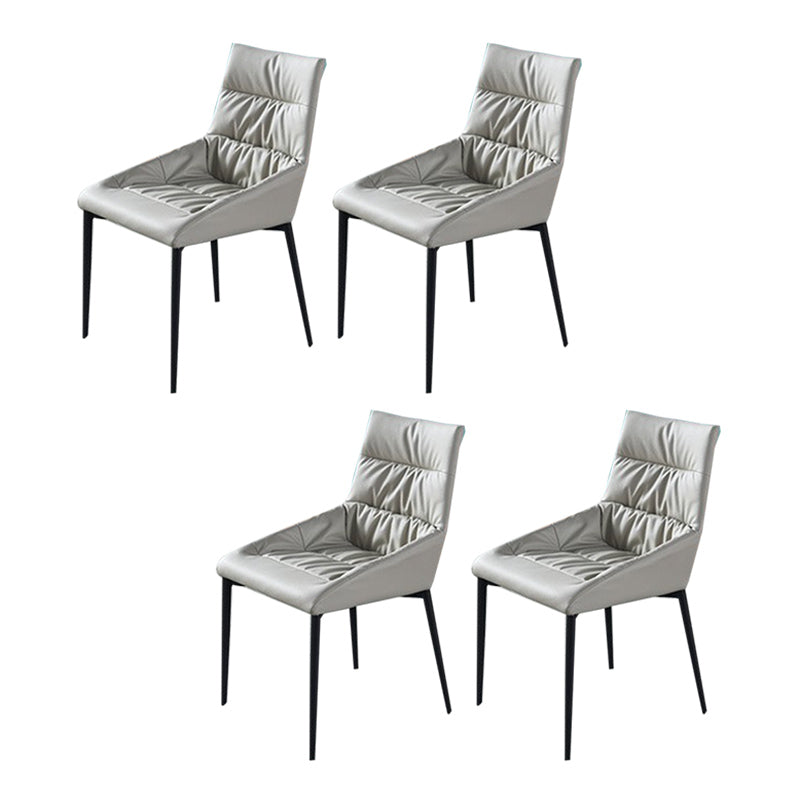 Modern Style Faux Leather Chair Armless Side Chairs with Metal Legs for Kitchen Grey 4 Piece Set Clearhalo 'Dining Chairs' 'Dining Tables & Seating' 'dining_chair' 'furn' 'furn_dining_chair' 'Furniture' 'Kitchen & Dining Furniture' 6418720