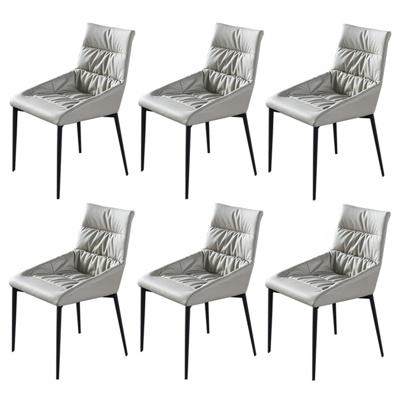 Modern Style Faux Leather Chair Armless Side Chairs with Metal Legs for Kitchen Grey 6 Piece Set Clearhalo 'Dining Chairs' 'Dining Tables & Seating' 'dining_chair' 'furn' 'furn_dining_chair' 'Furniture' 'Kitchen & Dining Furniture' 6418721