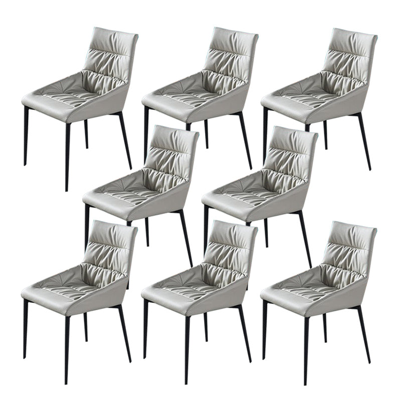 Modern Style Faux Leather Chair Armless Side Chairs with Metal Legs for Kitchen Grey 8 Piece Set Clearhalo 'Dining Chairs' 'Dining Tables & Seating' 'dining_chair' 'furn' 'furn_dining_chair' 'Furniture' 'Kitchen & Dining Furniture' 6418722