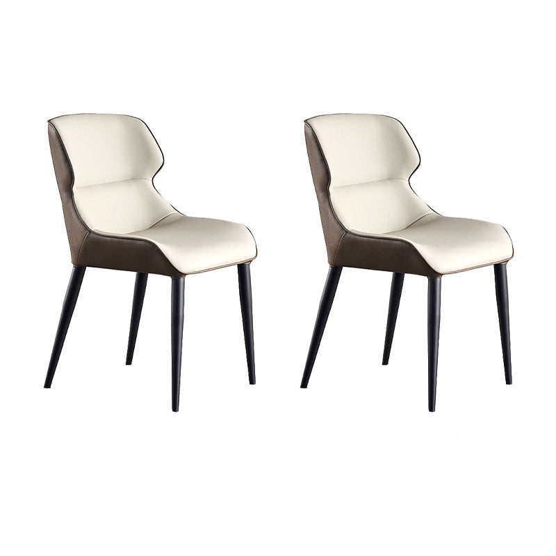 工業スタイルのフェイクレザーチェアアームサイドチェアと金属製の脚