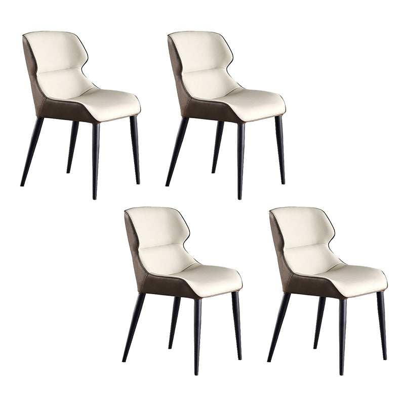 工業スタイルのフェイクレザーチェアアームサイドチェアと金属製の脚