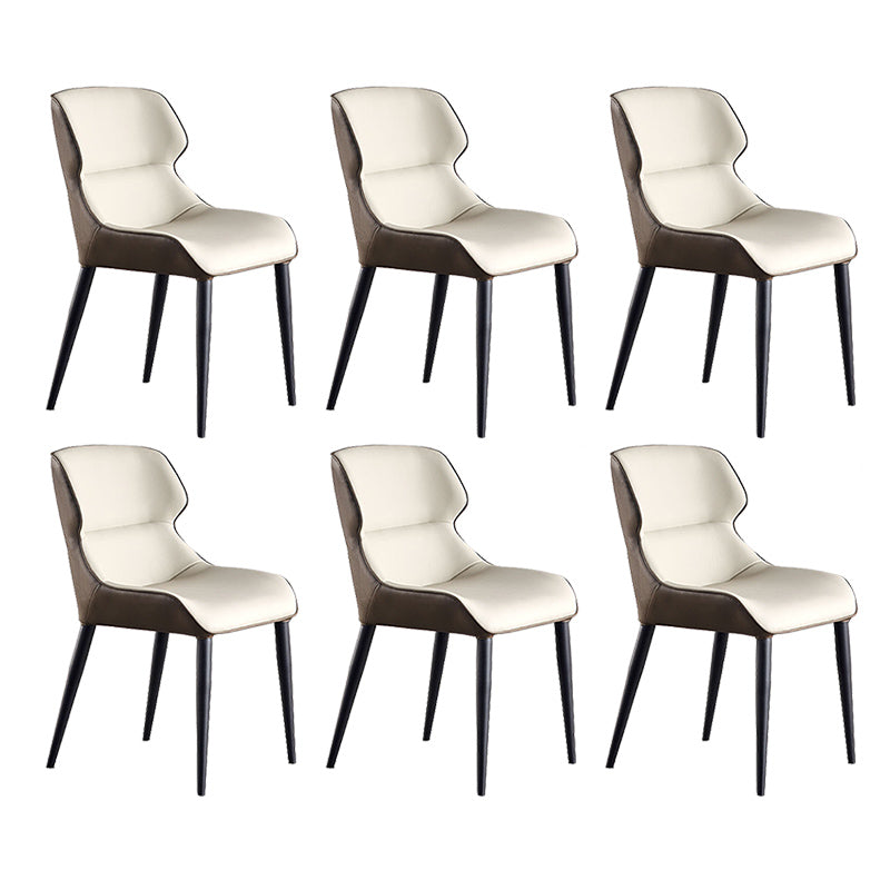 工業スタイルのフェイクレザーチェアアームサイドチェアと金属製の脚