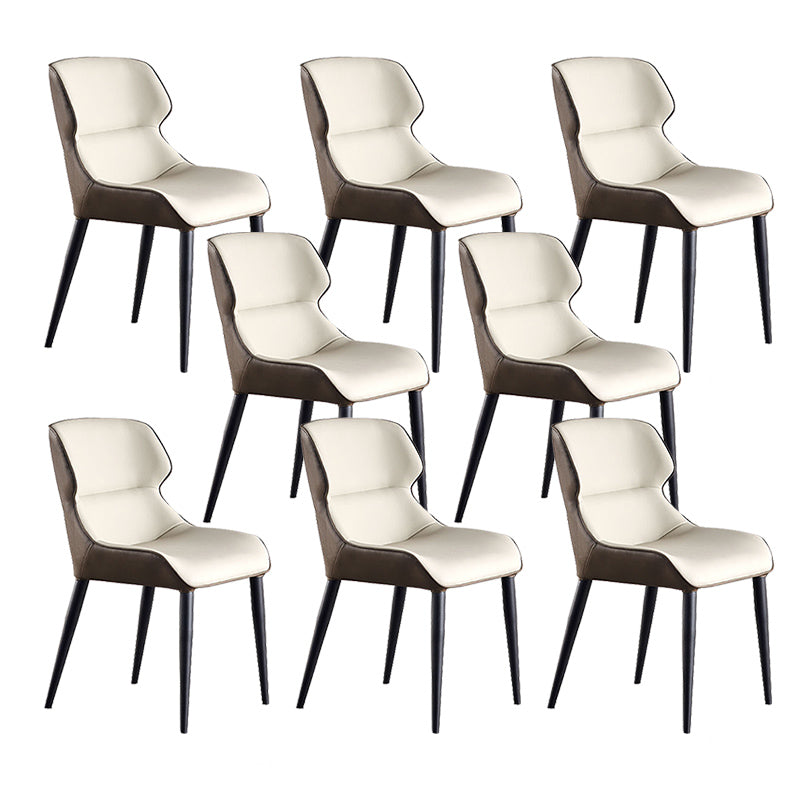 工業スタイルのフェイクレザーチェアアームサイドチェアと金属製の脚