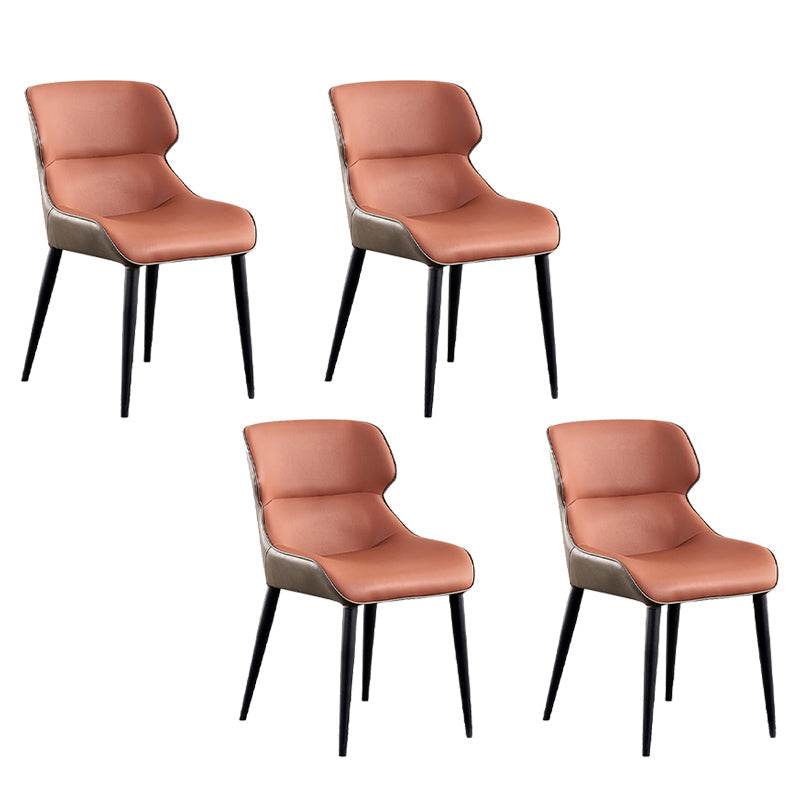 工業スタイルのフェイクレザーチェアアームサイドチェアと金属製の脚