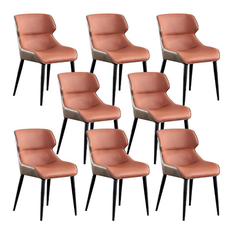 工業スタイルのフェイクレザーチェアアームサイドチェアと金属製の脚