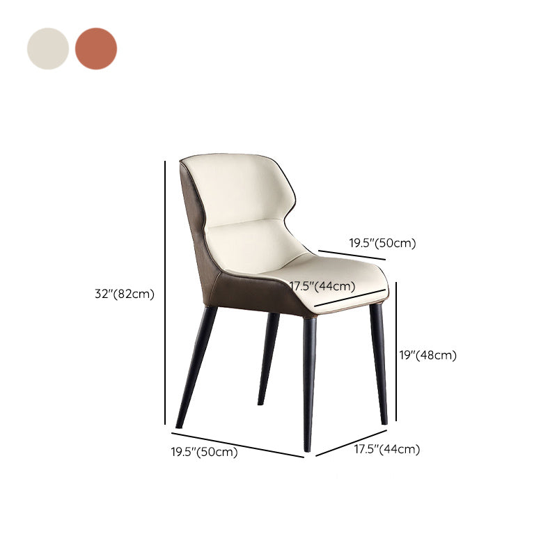 工業スタイルのフェイクレザーチェアアームサイドチェアと金属製の脚