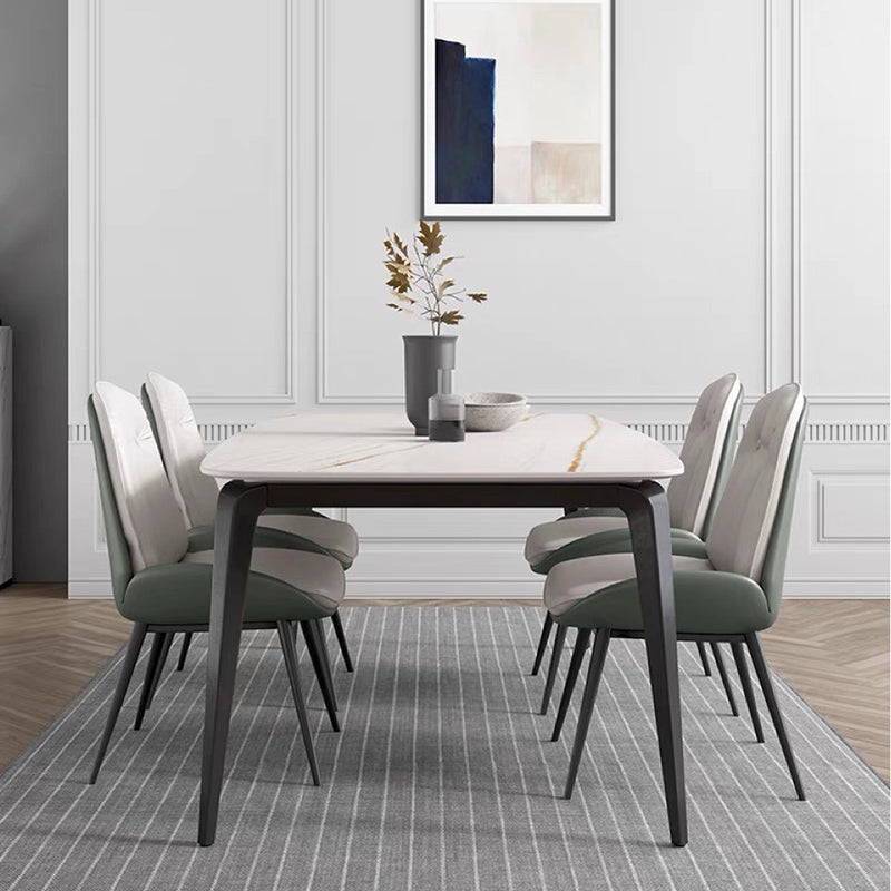 Glam Parsons Chair Faux Leather Kitchen Dining Chair with Metal Legs