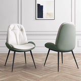 Glam Parsons Chair Faux Leather Kitchen Dining Chair with Metal Legs