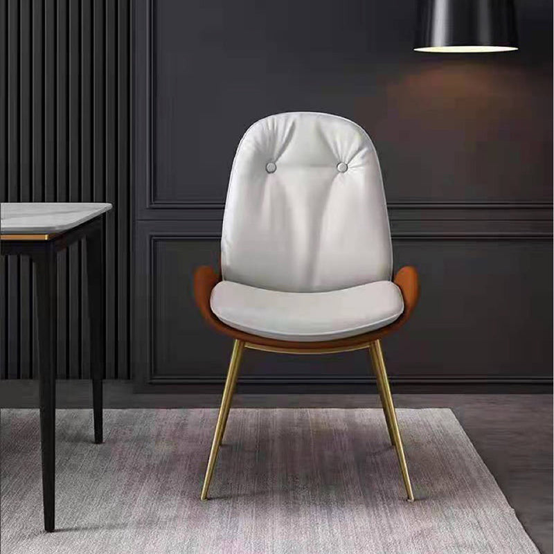 Glam Parsons Chair Faux Leather Kitchen Dining Chair with Metal Legs