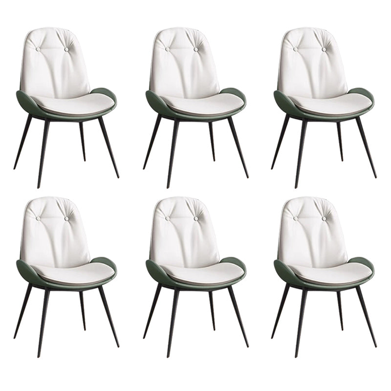 Glam Parsons Chair Faux Leather Kitchen Dining Chair with Metal Legs