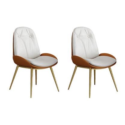 Glam Parsons Chair Faux Leather Kitchen Dining Chair with Metal Legs