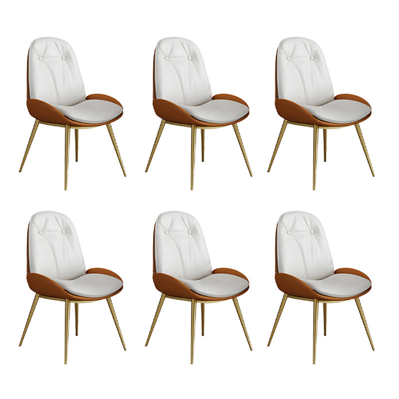 Glam Parsons Chair Faux Leather Kitchen Dining Chair with Metal Legs