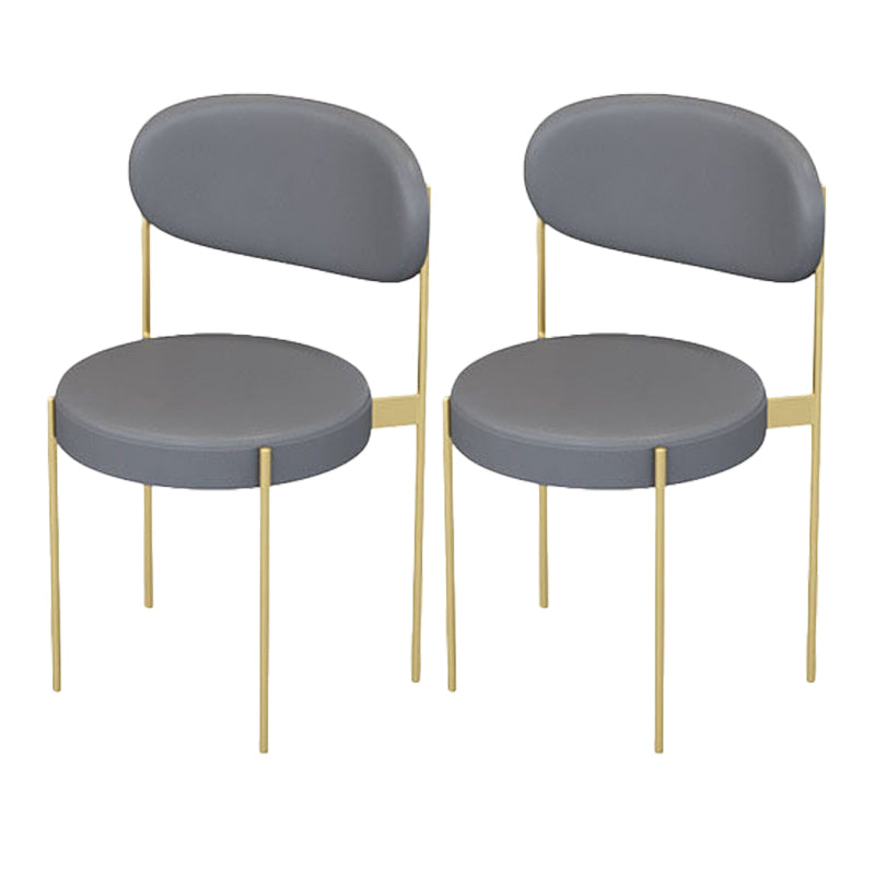 Glam Upholstered Dining Chairs Faux Leather Kitchen Chair with Metal Legs Grey 2 Piece Set Clearhalo 'Dining Chairs' 'Dining Tables & Seating' 'dining_chair' 'furn' 'furn_dining_chair' 'Furniture' 'Kitchen & Dining Furniture' 6418795
