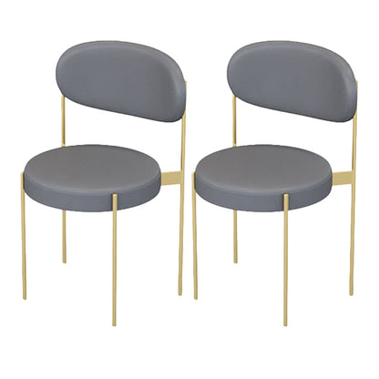 Glam Upholstered Dining Chairs Faux Leather Kitchen Chair with Metal Legs Grey 2 Piece Set Clearhalo 'Dining Chairs' 'Dining Tables & Seating' 'dining_chair' 'furn' 'furn_dining_chair' 'Furniture' 'Kitchen & Dining Furniture' 6418795