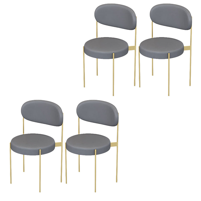 Glam Upholstered Dining Chairs Faux Leather Kitchen Chair with Metal Legs Grey 4 Piece Set Clearhalo 'Dining Chairs' 'Dining Tables & Seating' 'dining_chair' 'furn' 'furn_dining_chair' 'Furniture' 'Kitchen & Dining Furniture' 6418796