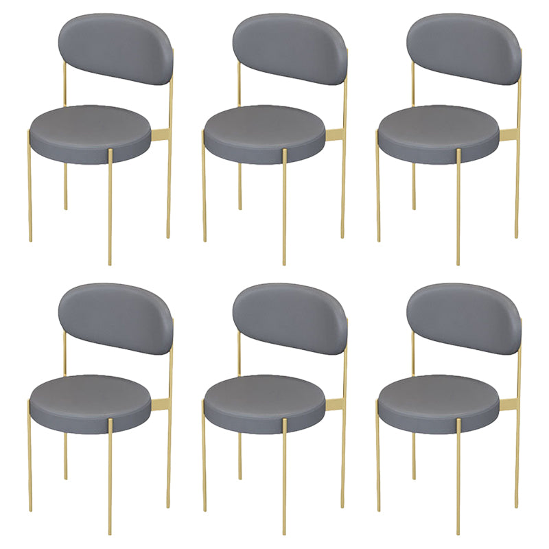 Glam Upholstered Dining Chairs Faux Leather Kitchen Chair with Metal Legs Grey 6 Piece Set Clearhalo 'Dining Chairs' 'Dining Tables & Seating' 'dining_chair' 'furn' 'furn_dining_chair' 'Furniture' 'Kitchen & Dining Furniture' 6418798