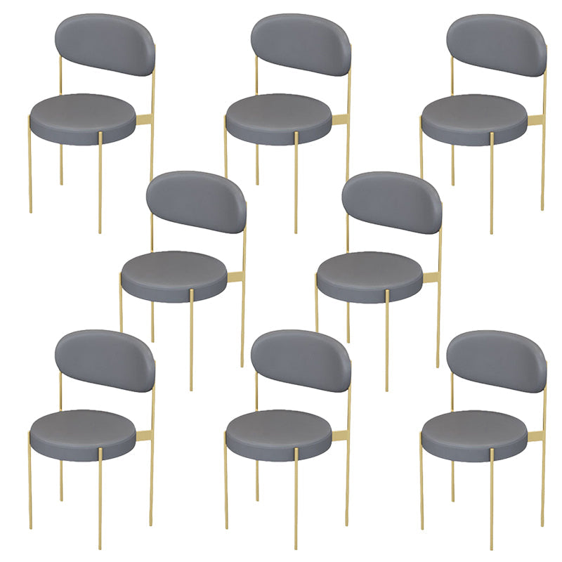 Glam Upholstered Dining Chairs Faux Leather Kitchen Chair with Metal Legs Grey 8 Piece Set Clearhalo 'Dining Chairs' 'Dining Tables & Seating' 'dining_chair' 'furn' 'furn_dining_chair' 'Furniture' 'Kitchen & Dining Furniture' 6418800