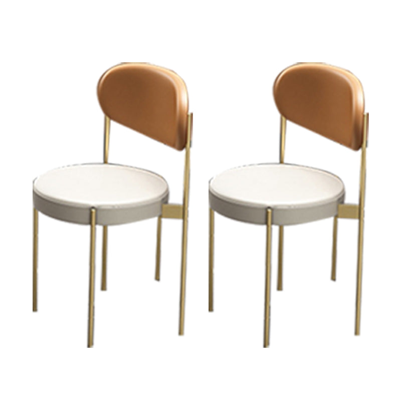 Glam Upholstered Dining Chairs Faux Leather Kitchen Chair with Metal Legs Orange 2 Piece Set Clearhalo 'Dining Chairs' 'Dining Tables & Seating' 'dining_chair' 'furn' 'furn_dining_chair' 'Furniture' 'Kitchen & Dining Furniture' 6418803